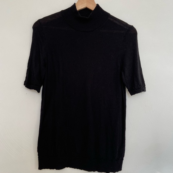 Eileen Fisher Black Mock Neck Short Sleeve Sweater Size S/P - Picture 1 of 6